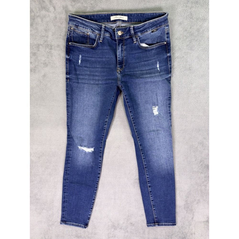 Mavi Jeans Womens 30 Blue Skinny Medium Wash Distressed Denim Mid Rise Stretch